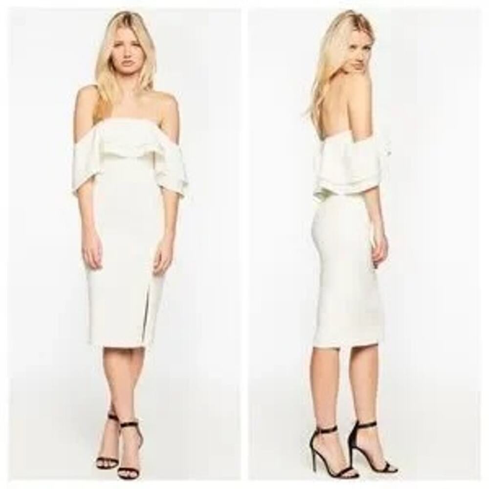 NWT Bardot Band Off The Shoulder Midi Dress White Sheath Sexy Women XS